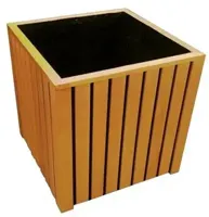 Elephant plantenbak stripes black hardhout fsc 500x500x500mm naturel/zwart inclusief folie binnenzijde
