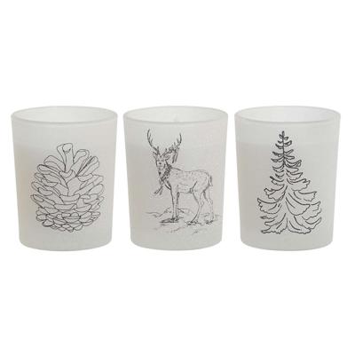 Kaars DKD Home Decor Wit Kerstmis 5 x 5 x 6 cm (3 Stuks)