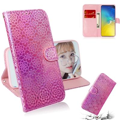 Voor Galaxy S10e effen kleur kleurrijke magnetische Buckle horizontale Flip PU lederen draagtas met houder & kaartsleuven & portemonnee & Lanyard (roz