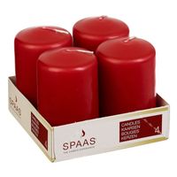 4x Kaarsen rood 5 x 8 cm 12 branduren sfeerkaarsen   -