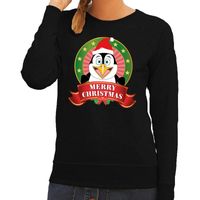 Foute kersttrui zwart met pinguin voor dames 2XL (44)  -