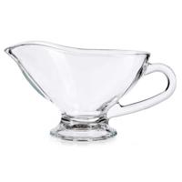 Vivalto Luxe glazen jus/saus kom - transparant - 19 x 9 x 10 cm - 300 ml - Jusbootje - Juskannetje