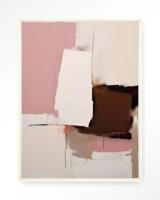 Urban Cotton Wandkleed 'Pink Fields' 80 x 110cm in Floating Frame - off white