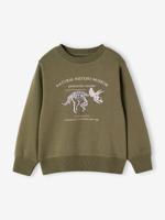 Sweater met ronde hals en geplaatste print voor jongens kaki