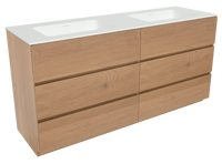 Storke Edge staand badkamermeubel 170 x 52,5 cm ruw eiken met Mata dubbele wastafel in matte Solid Surface - thumbnail