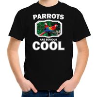 Dieren papegaai t-shirt zwart kinderen - parrots are cool shirt jongens en meisjes - thumbnail