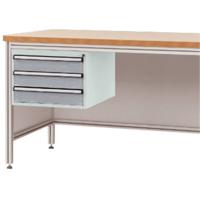 Manuflex ZB4622.9006 Behuizing onderbouw voor alu-werkbanken, gebruiksh. 300 mm met 3 lades, voor tafel diepte 800 mm