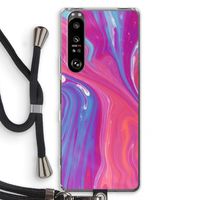 Paarse stroom: Sony Xperia 1 III Transparant Hoesje met koord
