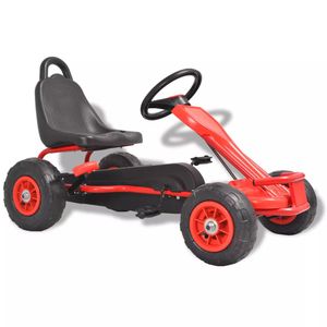 VidaXL Skelter met pedalen en pneumatische banden rood