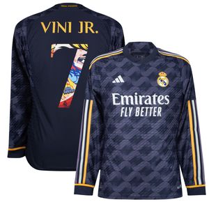 Real Madrid Authentic Shirt Uit 2023-2024 + Vini Jr. 7 (Lange Mouwen)