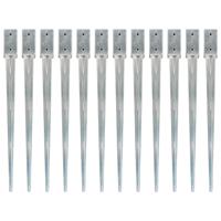 VidaXL Grondpinnen 12 st 7x7x90 cm gegalvaniseerd staal zilverkleurig