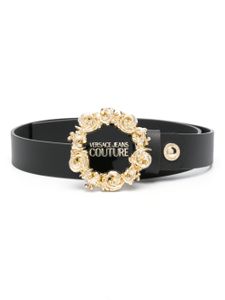 Versace Jeans Couture ceinture en cuir à plaque logo - Noir