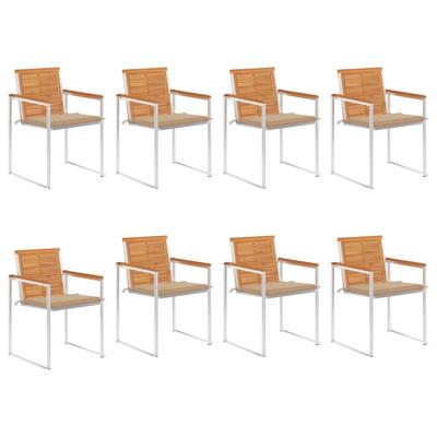 Tuinstoelen 8 st met kussens massief acaciahout