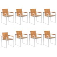 Tuinstoelen 8 st met kussens massief acaciahout