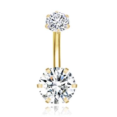 Piercing met 6-kant Zirkonia - Hexagon Goud