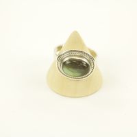 Zilveren Ring met Labradoriet Maat 19,5 - Verstelbaar - Model 3 (Sterling Zilver 925)