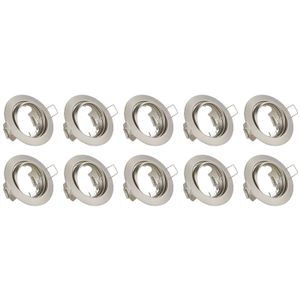 Spot Armatuur 10 Pack - Trion - GU10 Inbouwspot - Rond - Nikkel - Aluminium - Kantelbaar Ø83mm