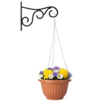 Hangpot + Muurhaak Gerona - Terracotta - kunststof - metaal - D20 cm - tuinaccessoires