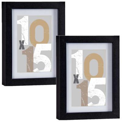 2x stuks houten fotolijst - zwart - 13 x 18 cm - fotolijstje - met passe-partout - decoratie