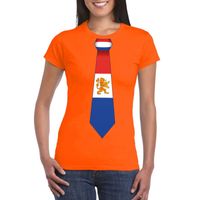 Shirt met Nederland stropdas oranje dames 2XL  -