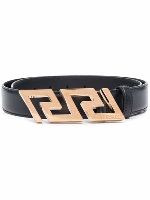 Versace ceinture Greca Key à boucle gravée - Noir