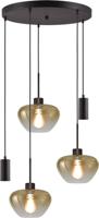 Masterlight 5-lichts hanglampGenua zwart met 2x goud glas Ø 24cm en 2x pendel - 2972-05-05-50-5MB224