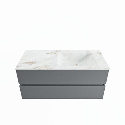 MONDIAZ VICA-DLUX 110cm badmeubel onderkast Plata 2 lades. Inbouw wastafel CLOUD rechts zonder kraangat, kleur Frappe.