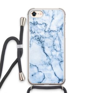 Blauw marmer: iPhone 8 Transparant Hoesje met koord