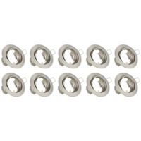 Ronde Inbouwspot Armatuur 10-pack - Kantelbaar GU10 - Nikkel Aluminium Ø83mm