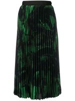 Off-White jupe mi-longue plissée à imprimé taches de peinture - Vert