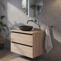 Saqu Gaia voorgemonteerd badmeubel incl. afdekblad met zwarte greeplijst 80cm naturel eiken Saqu Gaia voorgemonteerd badmeubel incl. afdekblad met zwarte greeplijst 80cm naturel eiken