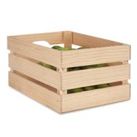 Fruitkisten opslagbox - open structuur - naturel - hout - L36 x B26 x H18 cm - thumbnail