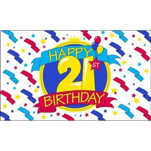 Happy Birthday vlaggen 21   -