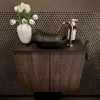Mondiaz Fowy toiletmeubel 60cm dark brown met blad en waskom urban midden 1 kraangat