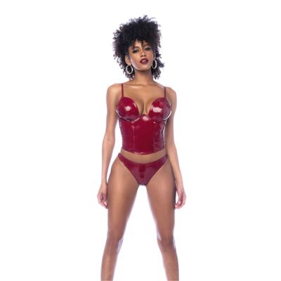 Mapalé Twee Delige Bustier Set - L - Glanzend Wijnrood