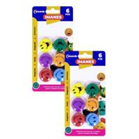 Magneten rond - smile design - multi kleuren - 12x stuks - D3 cm - hobby/koelkast magneetjes