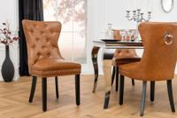 Chesterfield Stoel CASTLE Bruin Kunstleer Zwart Massief Hout met Comfort Handvat - 44586