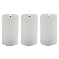 Countryfield LED kaars/stompkaars - 3x - wit - D7,5 x H12,5 cm - timer