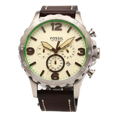 Horlogeband Fossil JR1496 Leder Bruin 24mm