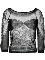 Alberta Ferretti haut en maille à effet de transparence - Noir