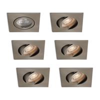 Complete set 6 stuks LED-spot Felice RVS GU10 dimbaar 4.2 Watt
