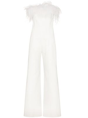 16Arlington combinaison bustier Taree bordée de plumes - Blanc