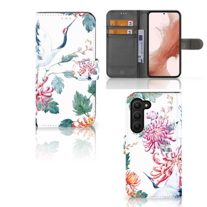 Samsung Galaxy S23 Telefoonhoesje met Pasjes Bird Flowers