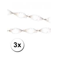 3x crepe papier slingers/guirlande - 6 meter - multi-kleur