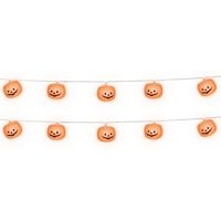 Halloween deco LED verlichting/lampjes pompoenen - 2x - op batterijen - 220 cm - griezel uitstraling