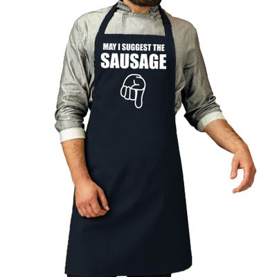 May i suggest the sausage cadeau katoenen schort navy heren May i suggest the sausage cadeau katoenen schort navy heren