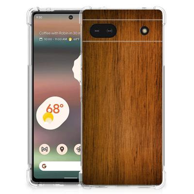 Google Pixel 6A Stevig Telefoonhoesje Donker Hout Google Pixel 6A Stevig Telefoonhoesje Donker Hout