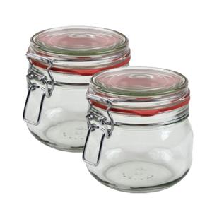 Weckpot/inmaakpot - 14x - glas - 500 ml - met beugelsluiting - transparant