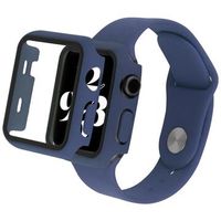 Apple Watch Series 7/8 Plastic Hoesje met Glazen Screenprotector - 41mm - Donkerblauw - thumbnail