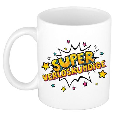 Super verloskundige cadeau mok / beker wit met sterren 300 ml